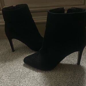 Express black suede booties, size 7. Worn once, like new